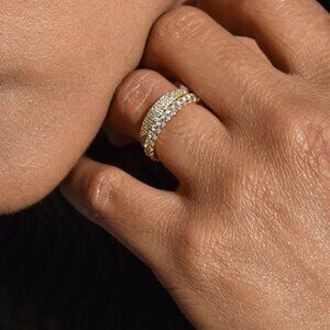 Sapphire Eternity Band Ring and Pave Crystal Dome Ring